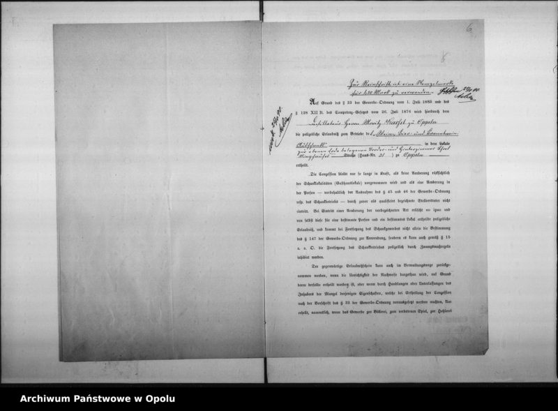 Obraz 10 z jednostki "Acta des Magistrats zu Oppeln betreffend Wein- Bier u.[nd] Branntwein Ausschank im Ringhause 31 /: Moritz Kassel :/ Vol: I"