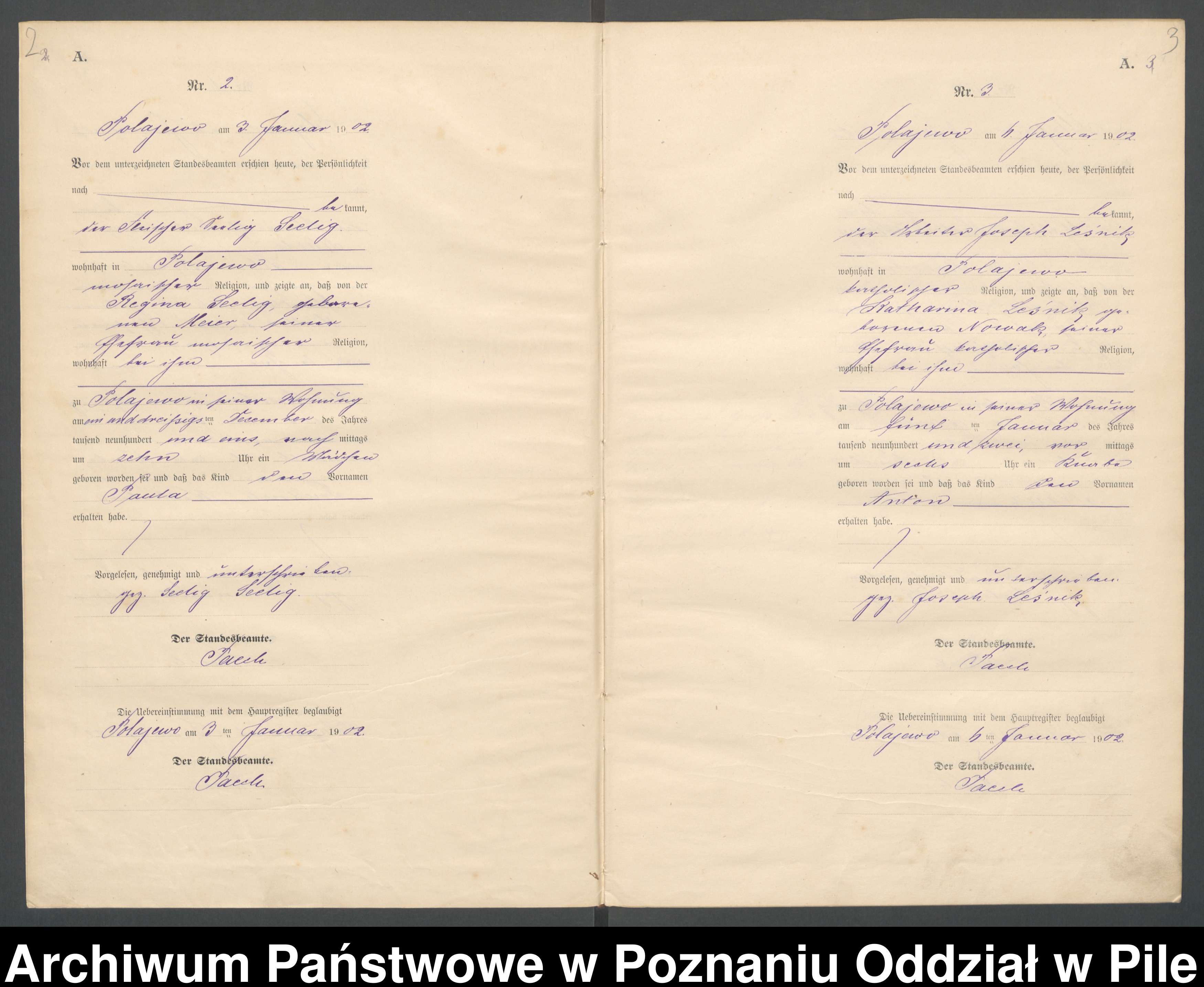 Skan z jednostki: Księga urodzeń