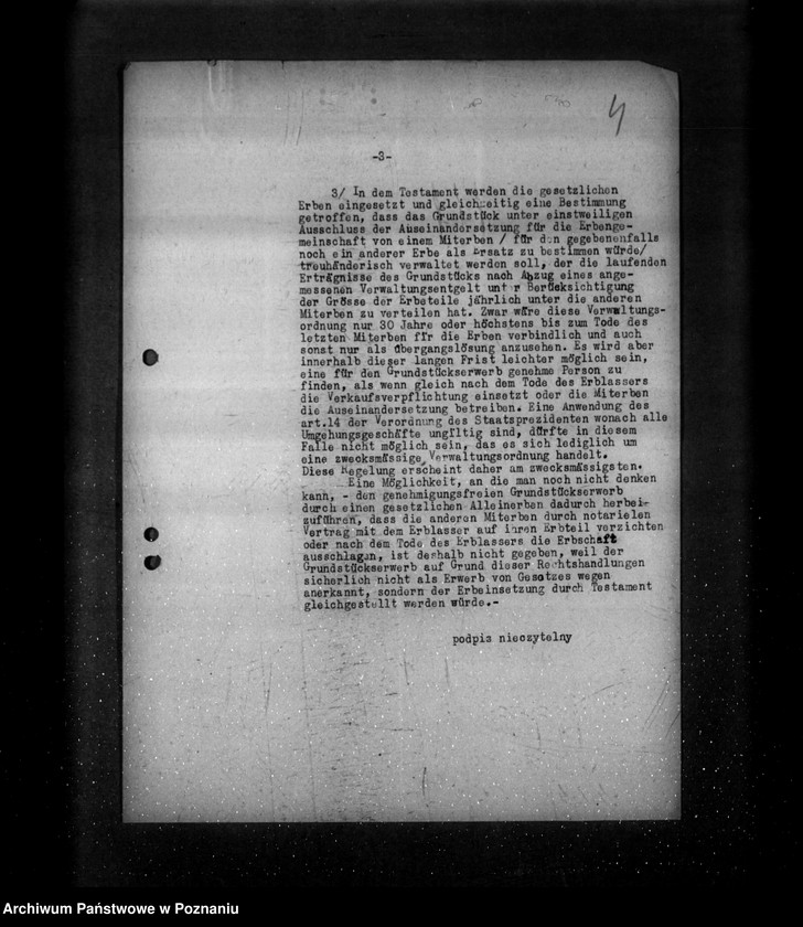 Obraz 7 z jednostki "/Odpis pisma Niemieckiego Konsulatu Generalnego w Toruniu do placówek NSDAP z objaśnieniami dotyczącymi dziedziczenia nieruchomości w pasie granicznym/"