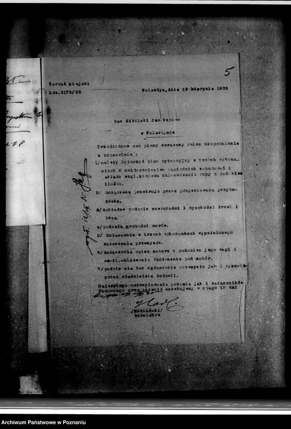 Obraz 9 z jednostki "Zatwierdzenie zakładu przemysłowego /młyna/ Jana Sibilskiego w Wolsztynie"