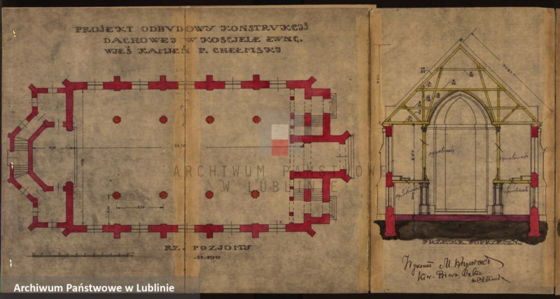 image.from.unit.number "[Projekt konstrukcji dachowej na kościele ewangelickim w Kamieniu, pow. Chełmski]"