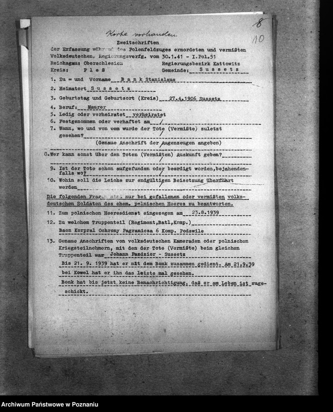 Obraz 14 z jednostki "Amtliche Meldungen Kreis Pless (Pszczyna)"