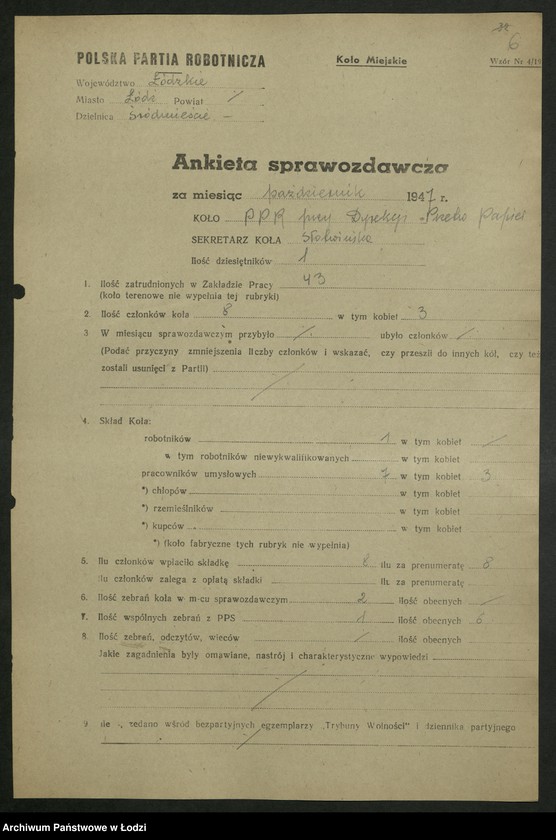 Obraz 7 z jednostki "Sprawozdania Referatu Sprawozdawczego dotyczące Plenum KC (lipiec, sierpień), wzrostu szeregów partyjnych"