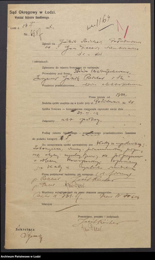 Obraz 3 z jednostki "Inż. Jakób Reicher i S-ka- Biuro Elektrotechniczne"