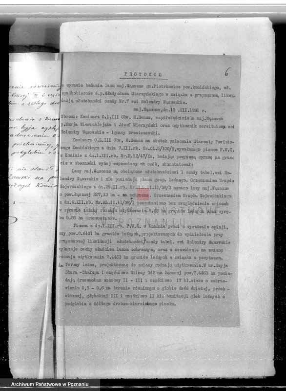 Obraz 11 z jednostki "Sprawa przymusowej likwidacji służebności osady nr 7 Holendry Wąsowskie w lasach majątku Wąsosze /powiat koniński/ oraz nieprawnego wyrębu"
