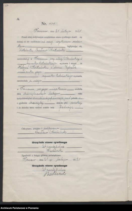 Obraz 12 z jednostki "Księga urodzeń odpis tom II [Rejestr poboczny urodzeń]"