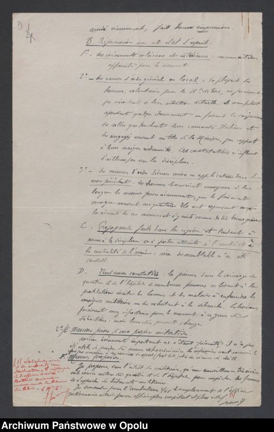 Obraz 7 z jednostki "/Raporty miesięczne oddziałów wojsk francuskich o morale żołnierzy/ V 1920"