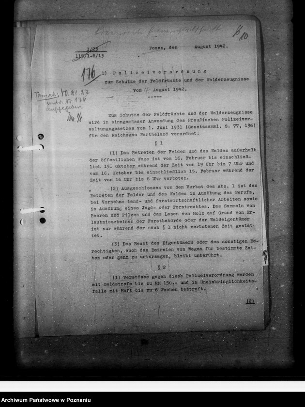 Obraz 14 z jednostki "Polizeiverordnung zum Schutze der Feldfrüchte und der Walderzeugnisse"