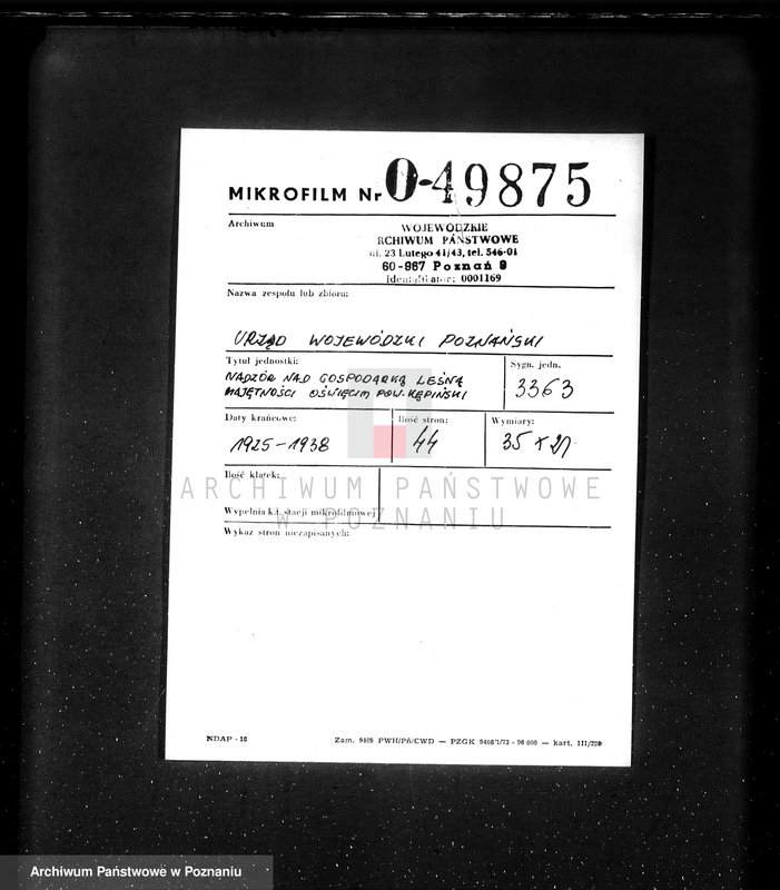 Obraz 2 z jednostki "Nadzór nad gospodarką w lasach majętności Oświęcim powiat kępiński"