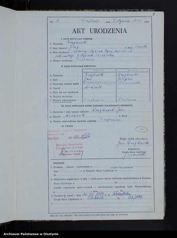 image.from.unit.number "Księga urodzeń Nr 1 - 57, 1-57, 1-74 /przepisana w języku polskim z oryginału niemieckiego w dniu 10.12.1956r./"