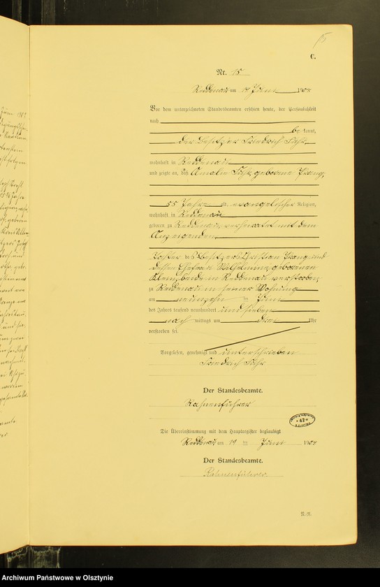 Obraz 17 z jednostki "Sterbe-Neben-Register Nr 1 - 26"