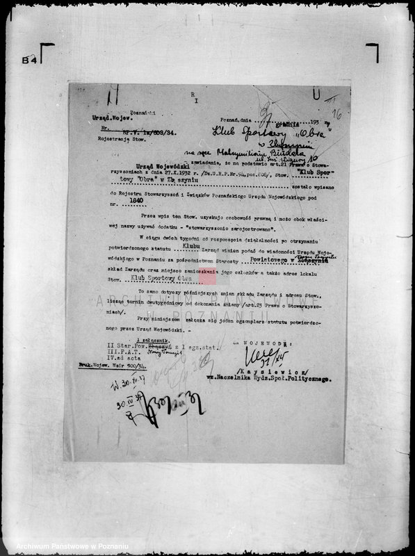 Obraz 20 z jednostki "/Klub Sportowy,,Obra" w Zbąszyniu/"