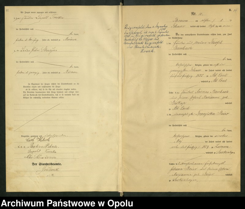 image.from.unit.number "Urząd Stanu Cywilnego Bierawa Księga małżeństw rok 1884-85"