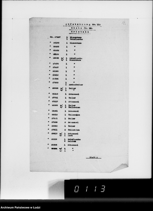 Obraz 18 z jednostki "Anlieferung des Judenältesten Silber [Zestawienia skonfiskowanych w Getcie kosztowności]"