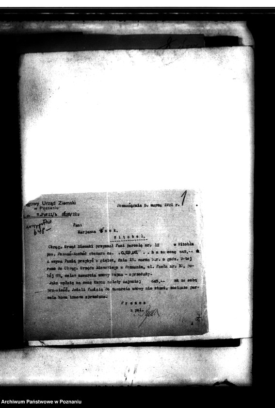 Obraz 5 z jednostki "Parcelacja majątku Witobel powiatu poznańskiego działka nr 12/26. Marianna Czok"