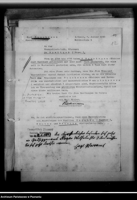 Obraz 17 z jednostki "[Korespondencja w sprawie ustalenia nazwisk, imion, pochodzenia przodków]"