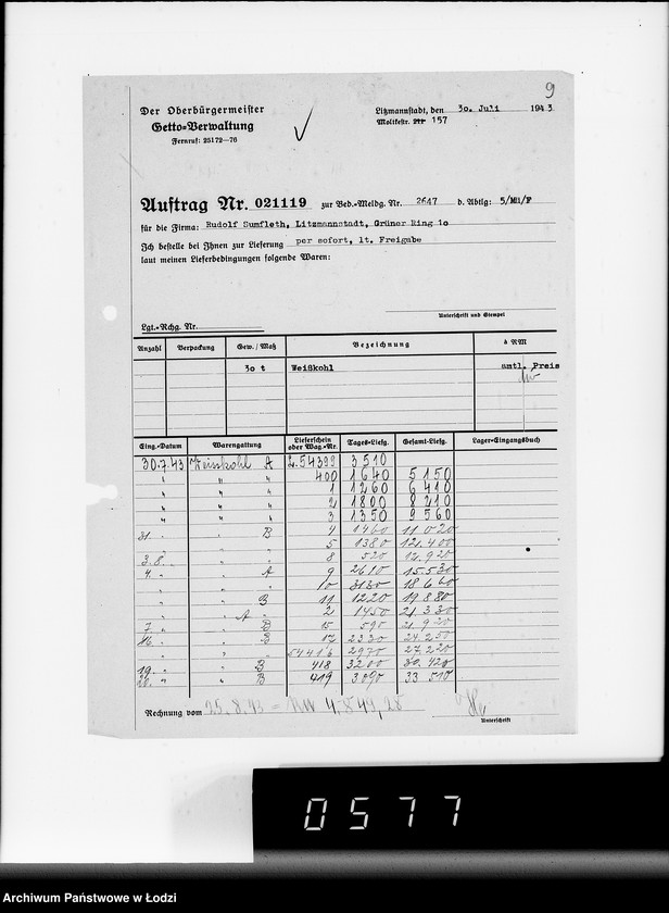 Obraz 13 z jednostki "Lebensmitteleinkauf. Aufträge, Lieferscheinen und Rechnungen 21081-21120"