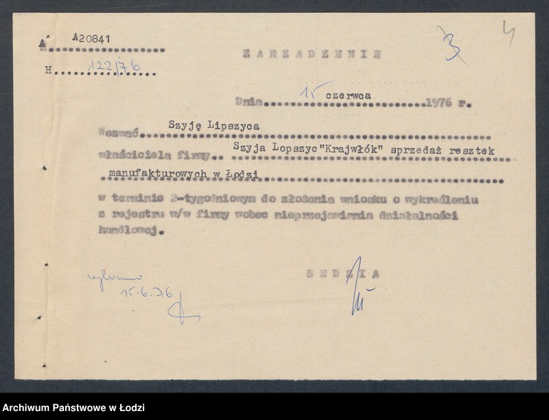 Obraz 6 z jednostki "Szyja Lipszyc –Krajwłók – sprzedaż resztek manufaktury"