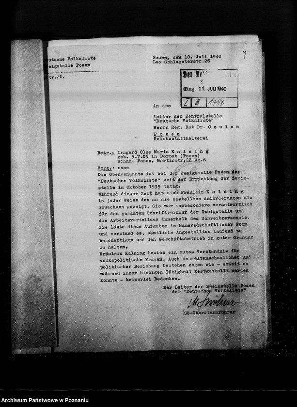 Obraz 8 z jednostki "Angestellten der Zentralstelle "Deutsche Volksliste" Posen"