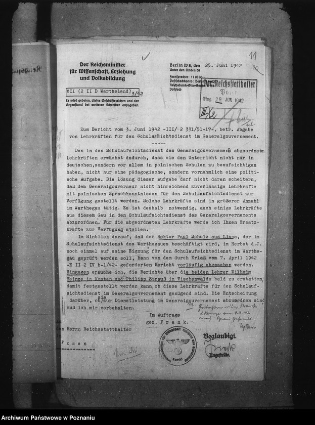 Obraz 15 z jednostki "Abgabe von Lehrkräften an das Generalgouvernement. Förderung volksdeutscher Lehrer"