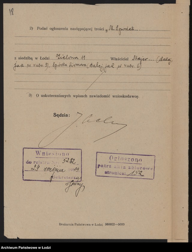 Obraz 20 z jednostki "Majer Spodek, Owsiej Lipszyc – prowadzenie interesów handlowych"