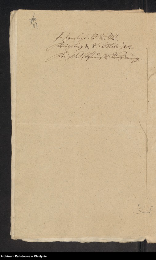 image.from.unit.number "In S. [Sachen] Johann Gottfried Wosseck [Woszeck] wegen seiner Abwesenheit"