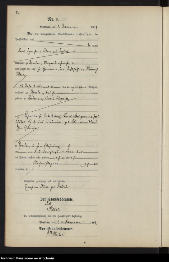 image.from.unit.number "Sterbe-Neben-Register Breslau II 1889 Band 1"