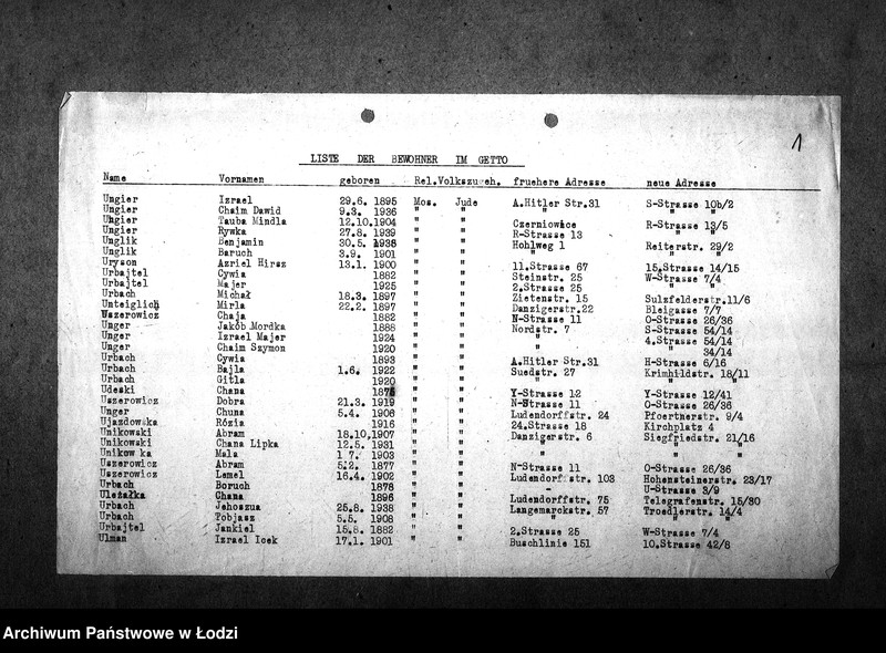 Obraz 4 z jednostki "[Alfabetyczny spis mieszkańców getta. Litera U]"