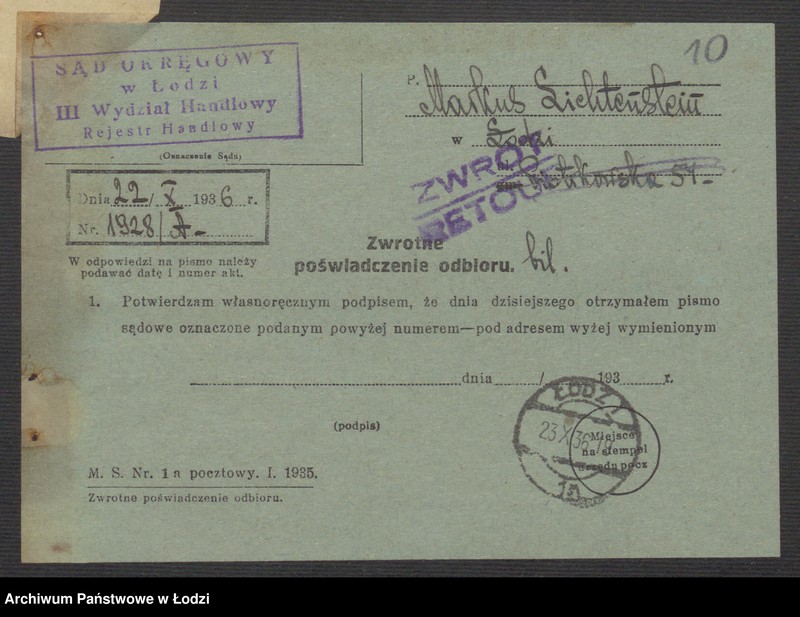 Obraz 12 z jednostki "Markus Lichtenstein- sprzedaż towarów manufakturowych"