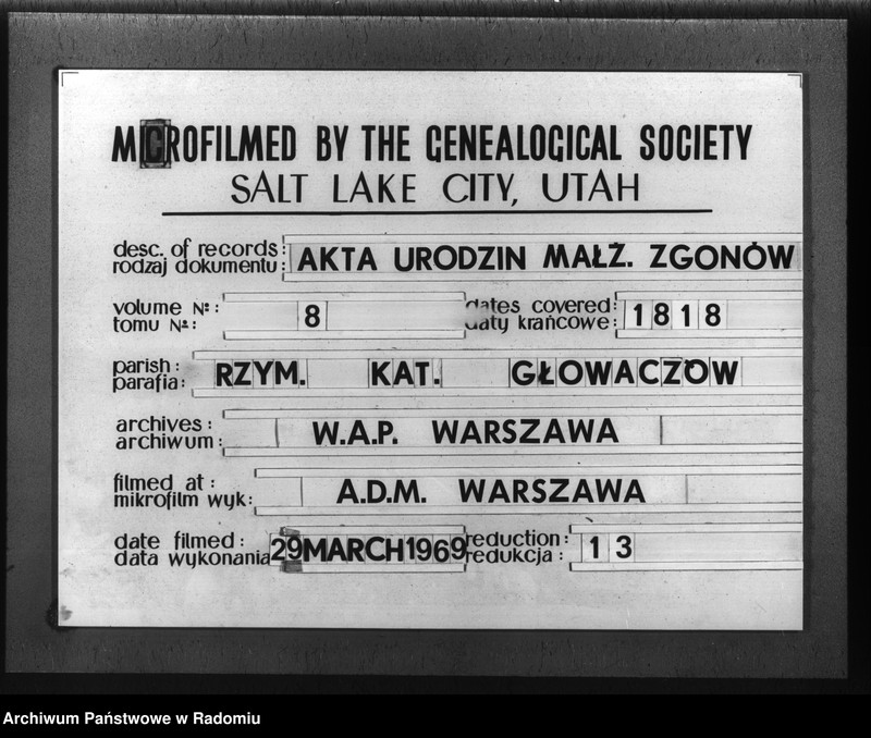 image.from.unit.number "Księga akt cywilnych gminy Głowaczew na rok 1818"