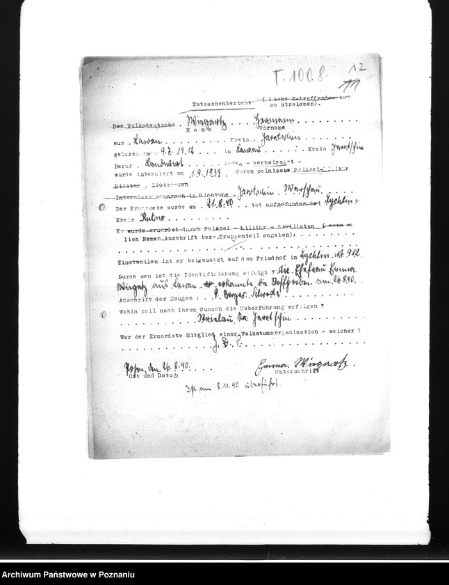 Obraz 16 z jednostki "Wykazy miejscowych Niemców, którzy zginęli w 1939 roku w różnych powiatach"