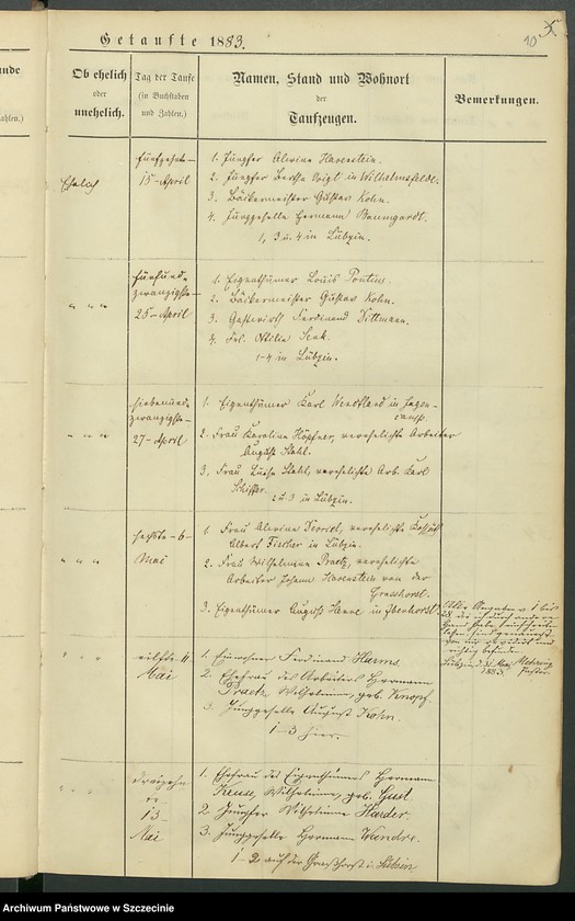 image.from.unit.number "Kirchenbuch. Lübzin (Lubczyna, now.)."