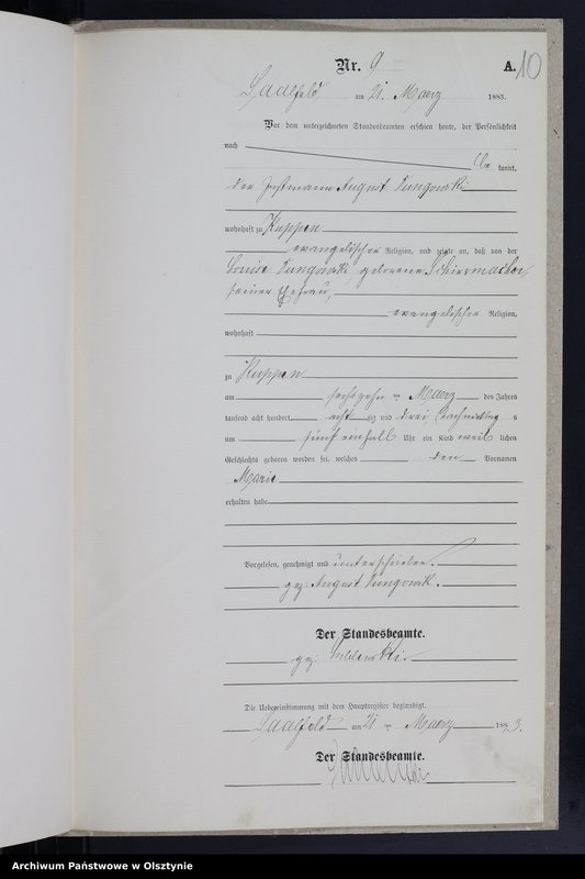 image.from.unit.number "Geburts-Neben-Register Nr 1 - 20 /Fragment księgi/"
