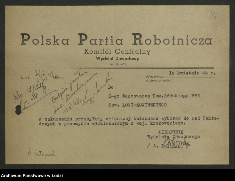 Obraz 15 z jednostki "Kalendarzyki zebrań sprawozdawczo - wyborczych do rad zakładowych sporządzone przez Wydział"