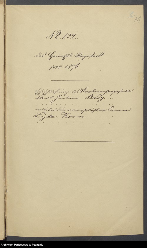Obraz 13 z jednostki "Die von den Verlobten beigebrachten Urkunden zur Eheschliessung pro 1876"