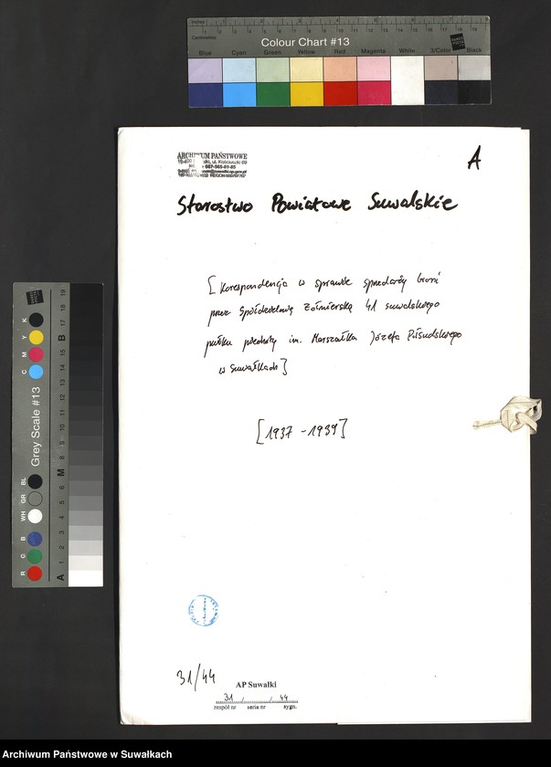 image.from.unit.number "[Korespondencja w sprawie sprzedaży broni przez Spółdzielnię Żołnierską 41 Suwalskiego Pułku Piechoty im. Marszałka Józefa Piłsudskiego w Suwałkach.]"