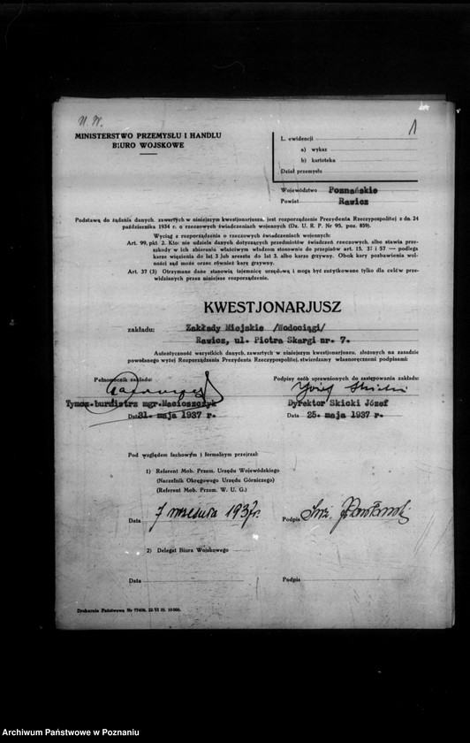 Obraz 5 z jednostki "Kwestionariusz Wodociągów Miejskiej w Rawiczu"