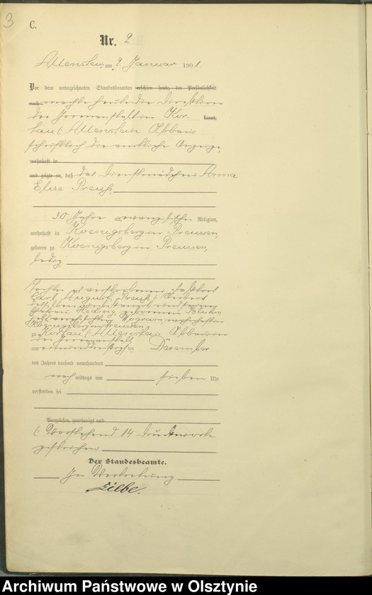 image.from.unit.number "Sterbe-Haupt-Register Tom I,Nr 1 - 399"