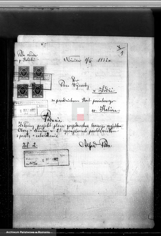 Obraz 5 z jednostki "Sprawa zmiany podziału użytkowania 1,00 ha gruntów leśnych w majątku Obory-Niniew powiaty koniński i kaliski"