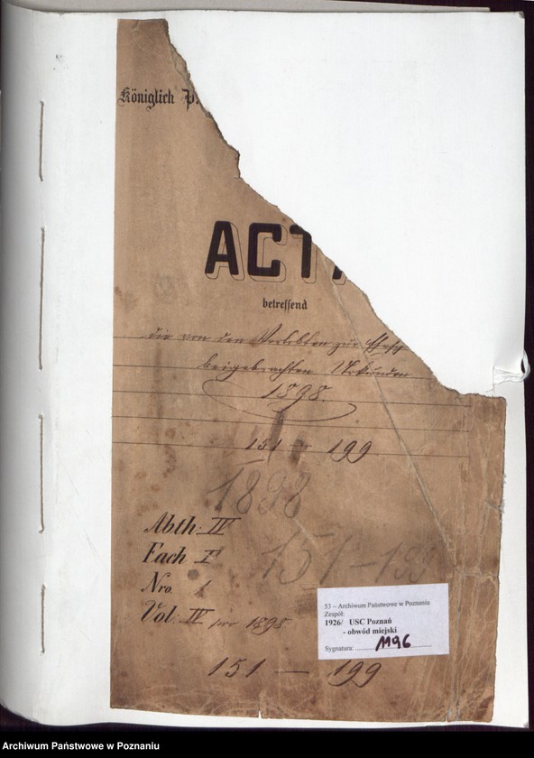 Obraz 2 z jednostki "Die von den Verlobten beigebrachten Urkunden zur Eheschliessung pro 1898"