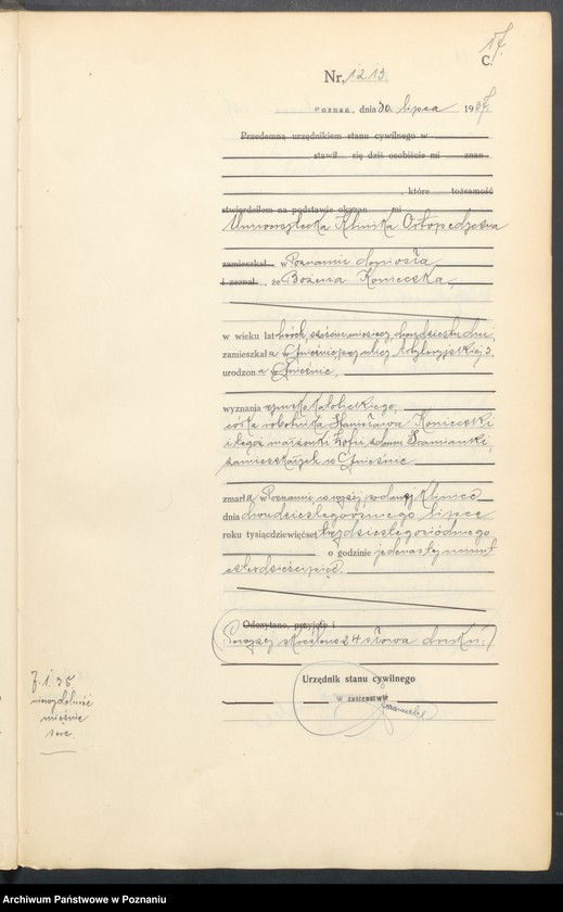 Obraz 19 z jednostki "Księga miejscowa zgonów tom III [Rejestr główny zgonów]"