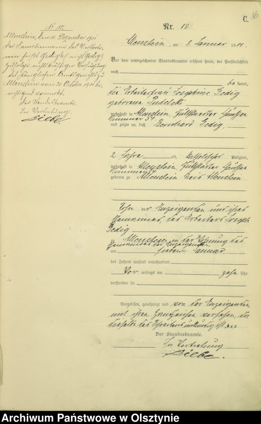 image.from.unit.number "Sterbe-Haupt-Register Tom I,Nr 1 - 399"