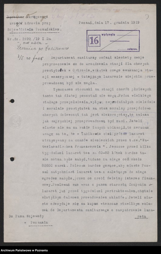 Obraz 5 z jednostki "Ministerstwo byłej Dzielnicy Pruskiej - Departament Zdrowia Publicznego. Akta w sprawie: Lecznic dla chorych wenerycznie kobiet [korespondencja]"