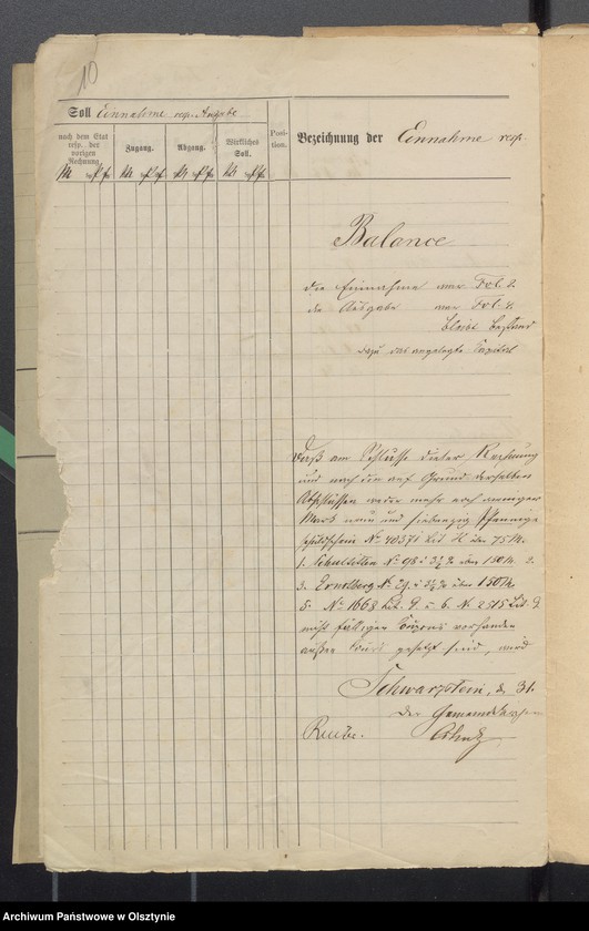 image.from.unit.number "Rechnung der Kirchspiels Schul-Kasse zu Schwarzstein"