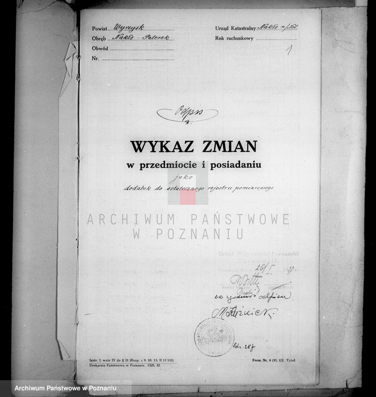 Obraz 5 z jednostki "Dodatek do ostatecznego rejestru pomiarowego obrębu Paterek-Nakło"