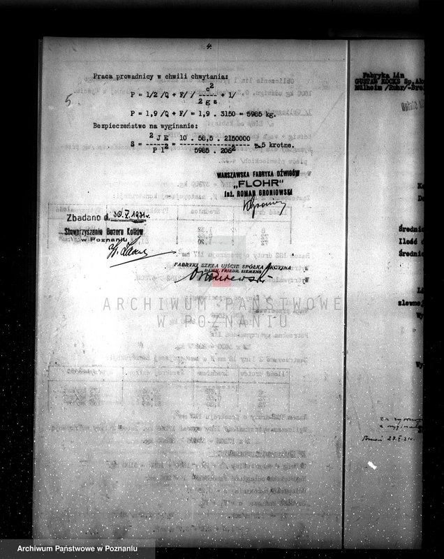 Obraz 10 z jednostki "Zatwierdzenie projektu zakładu przemysłowego i urządzenia dźwigu towarowo - osobowego w Fabryce Szkła Ujście pow. chodzieski"