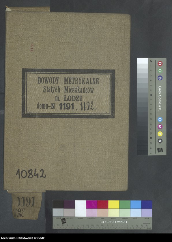 Obraz 2 z jednostki "Dowody metrykalne stałych mieszkańców m. Łodzi nr domu 1191-1192"