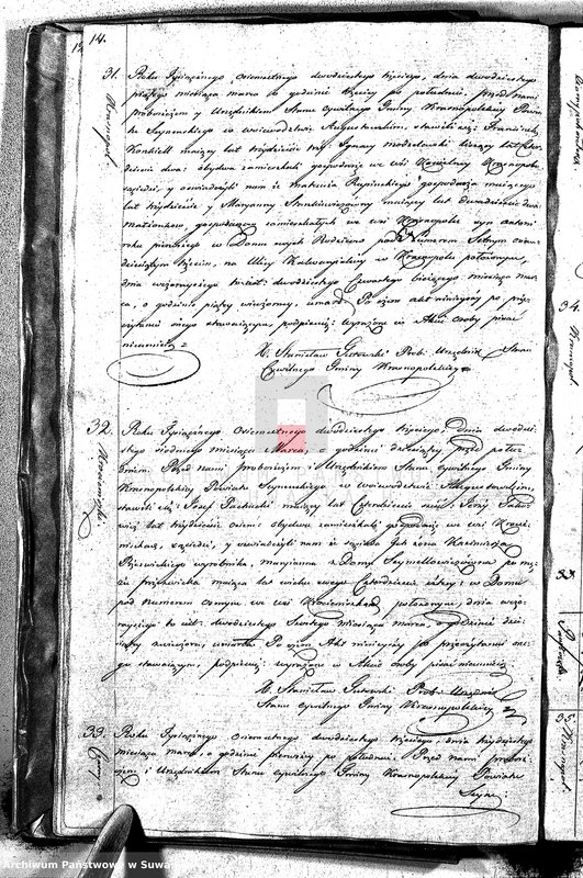 image.from.unit.number "Akta Zeszłych Gminy Krasnopolskiey R-ku 1823. Powiat Seyneński. Województwo Augstowskie."