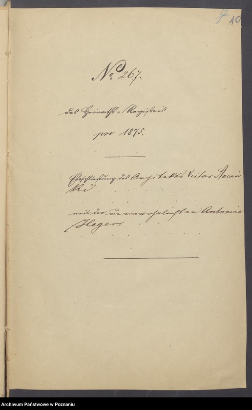 Obraz 12 z jednostki "Die von den Verlobten beigebrachten Urkunden zur Eheschliessung pro 1875"