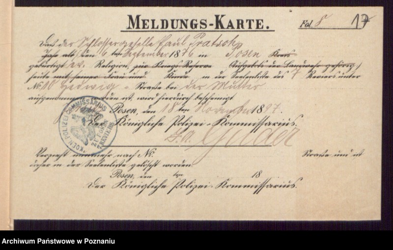 Obraz 19 z jednostki "Die von den Verlobten beigebrachten Urkunden zur Eheschliessung pro 1897"